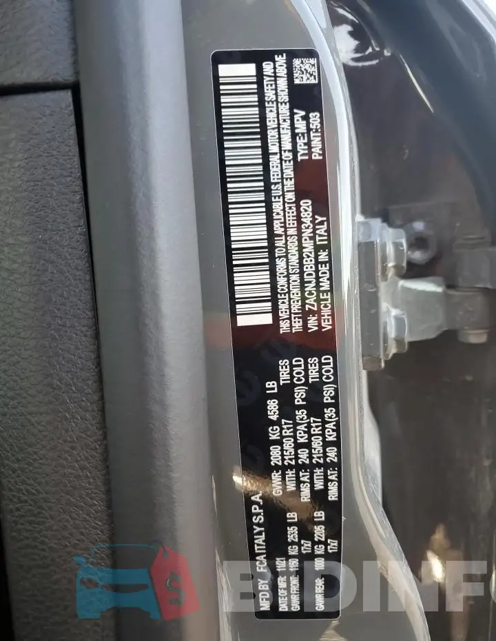ZACNJDBB2MPN34820 Photo# 13