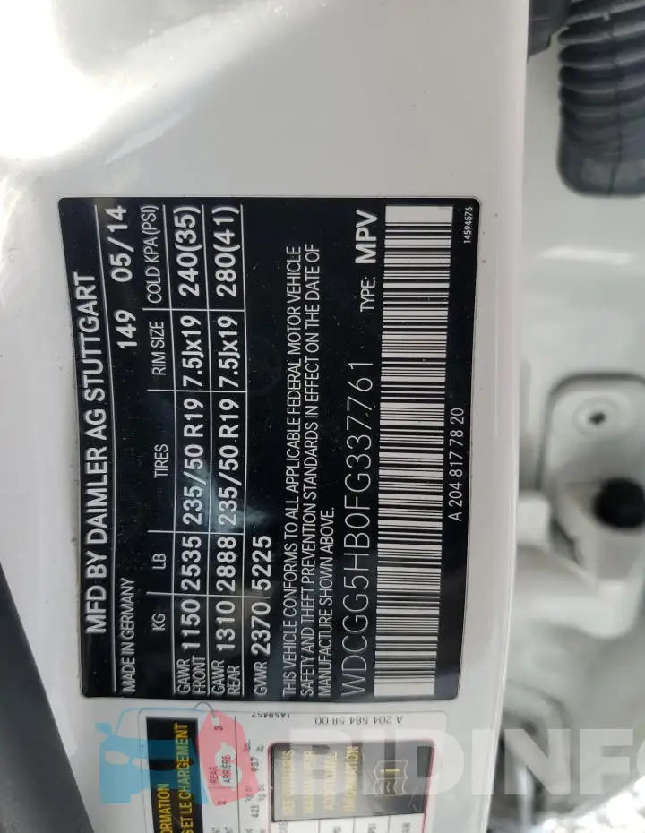 WDCGG5HB0FG337761 Photo# 13