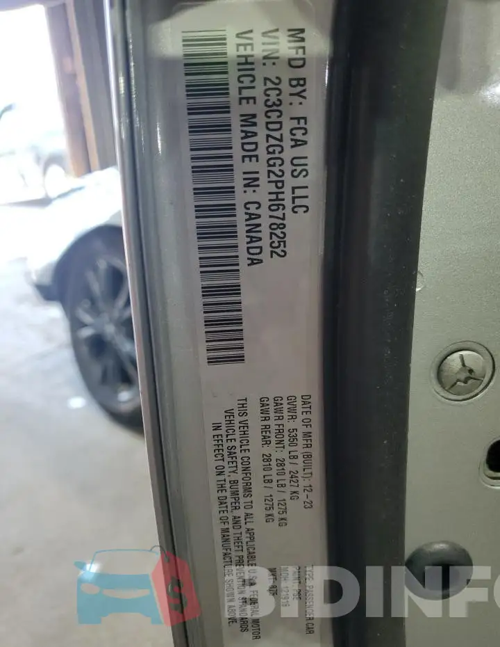 2C3CDZGG2PH678252 Photo# 12