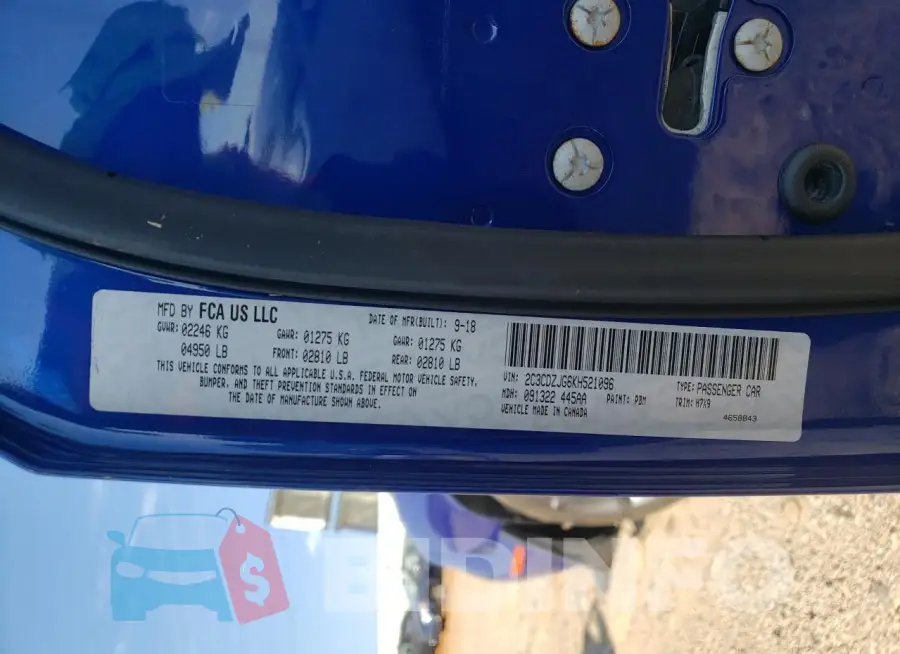 2C3CDZJG6KH521096 Photo# 12