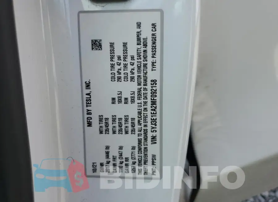 5YJ3E1EA2MF092158 Photo# 12
