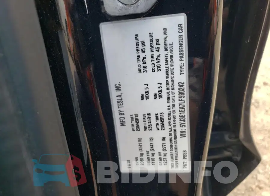 5YJ3E1EA7LF590242 Photo# 12