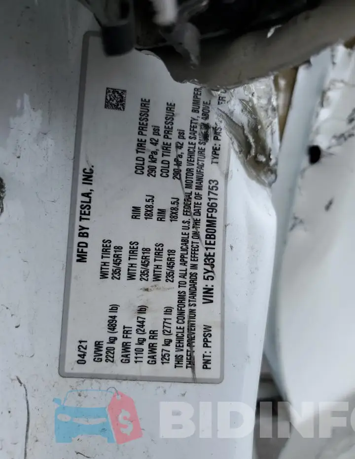 5YJ3E1EB0MF961753 Photo# 12