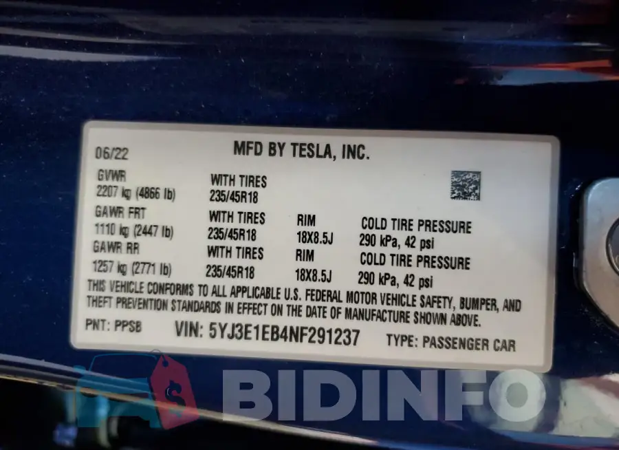 5YJ3E1EB4NF291237 Photo# 12