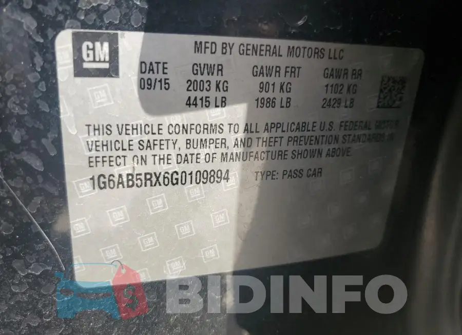 1G6AB5RX6G0109894 Photo# 12