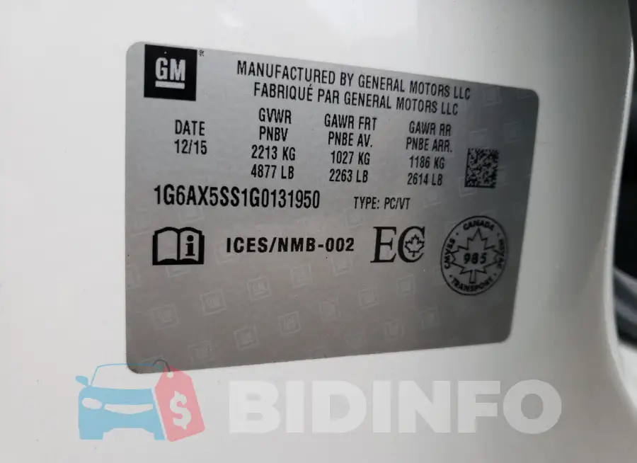 1G6AX5SS1G0131950 Photo# 13