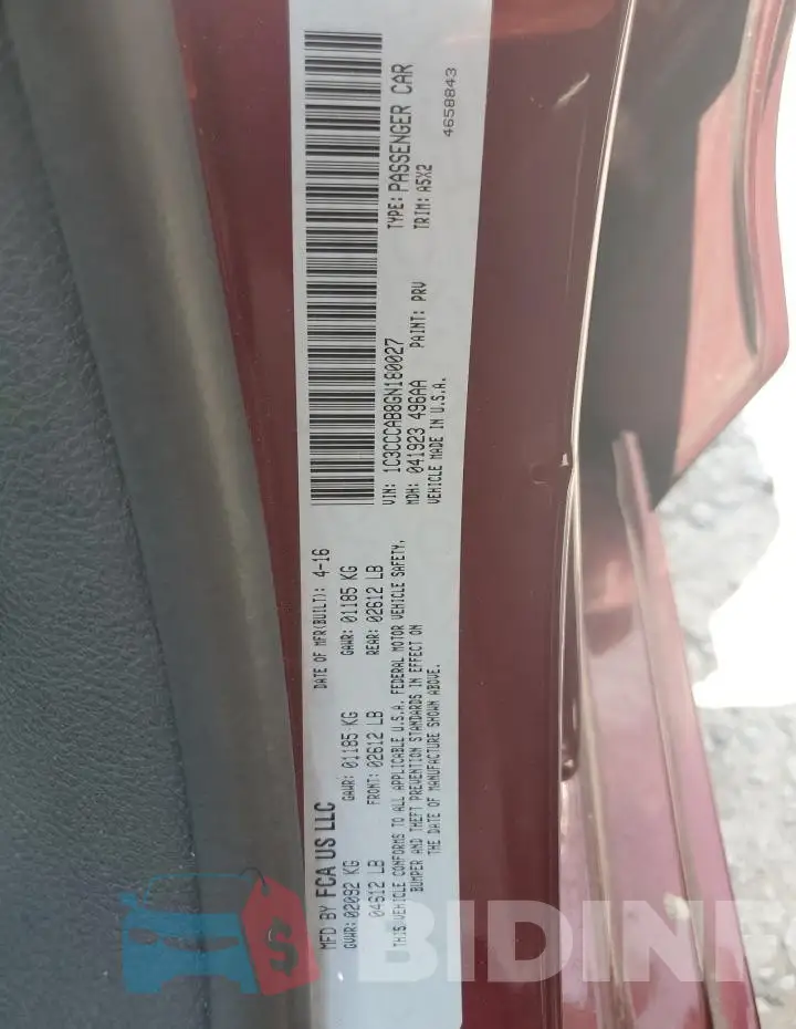 1C3CCCAB8GN180027 Photo# 12