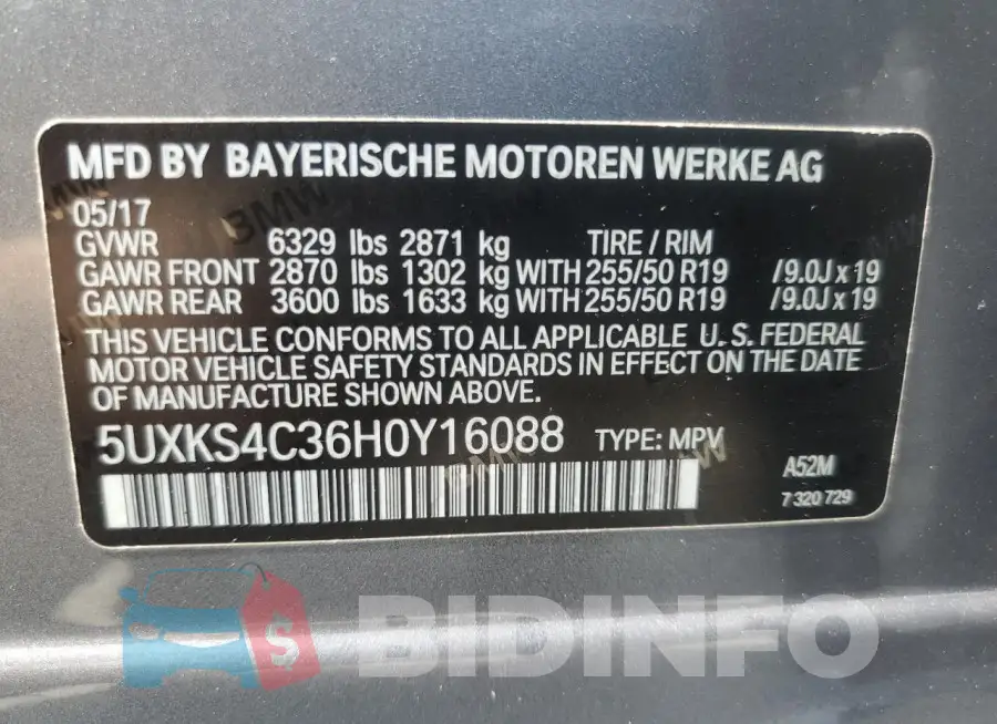 5UXKS4C36H0Y16088 Photo# 13