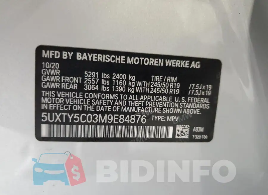 5UXTY5C03M9E84876 Photo# 13