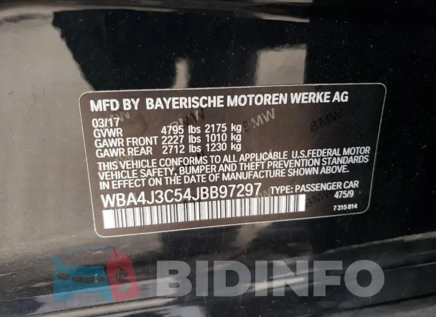 WBA4J3C54JBB97297 Photo# 12