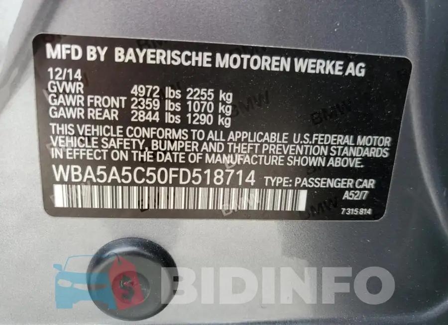 WBA5A5C50FD518714 Photo# 13