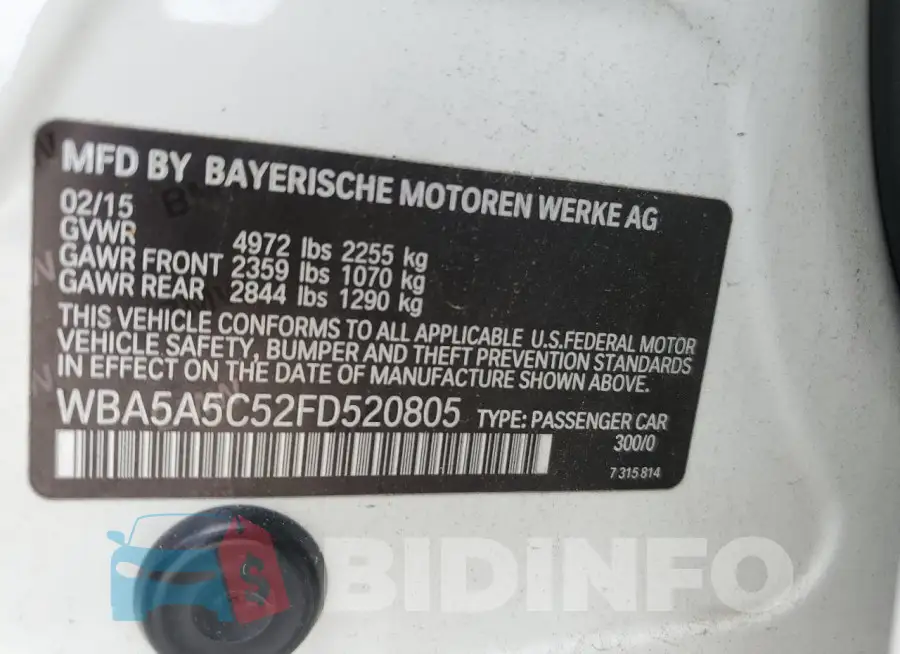 WBA5A5C52FD520805 Photo# 12