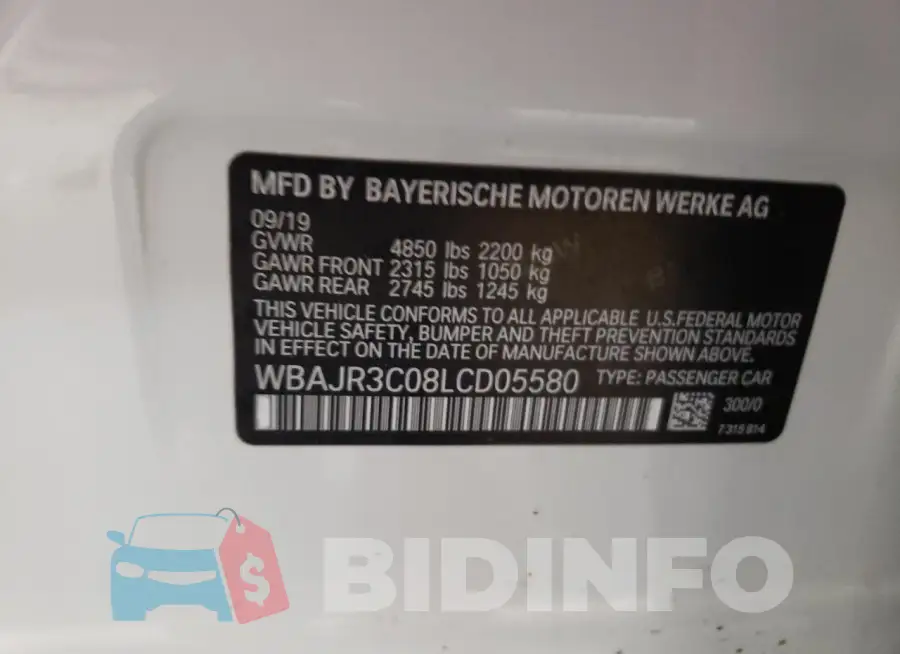 WBAJR3C08LCD05580 Photo# 12