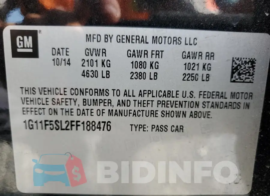 1G11F5SL2FF188476 Photo# 13
