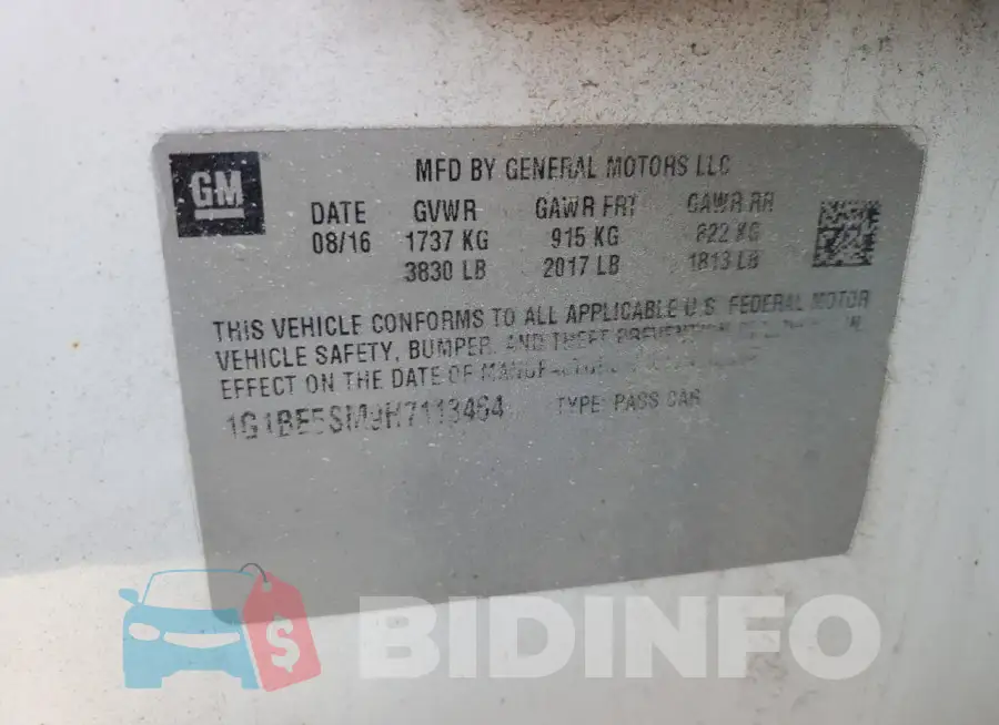 1G1BE5SM9H7113464 Photo# 12