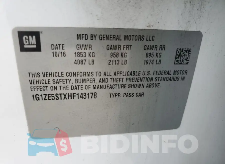 1G1ZE5STXHF143178 Photo# 12