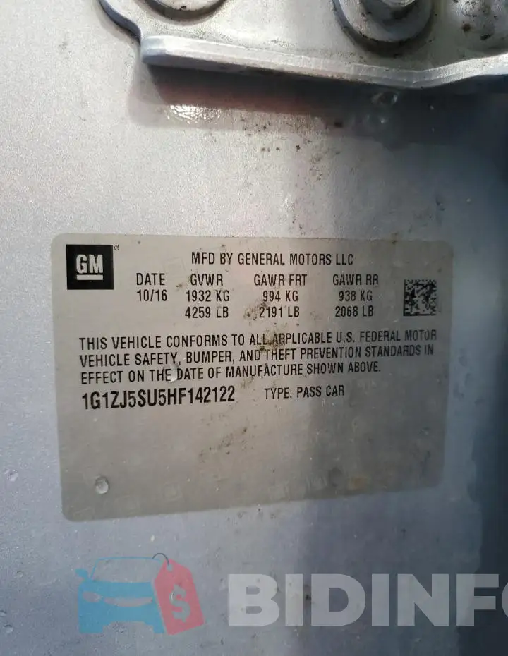 1G1ZJ5SU5HF142122 Photo# 12