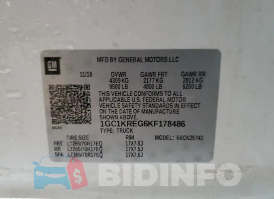 1GC1KREG6KF178486 Photo# 13