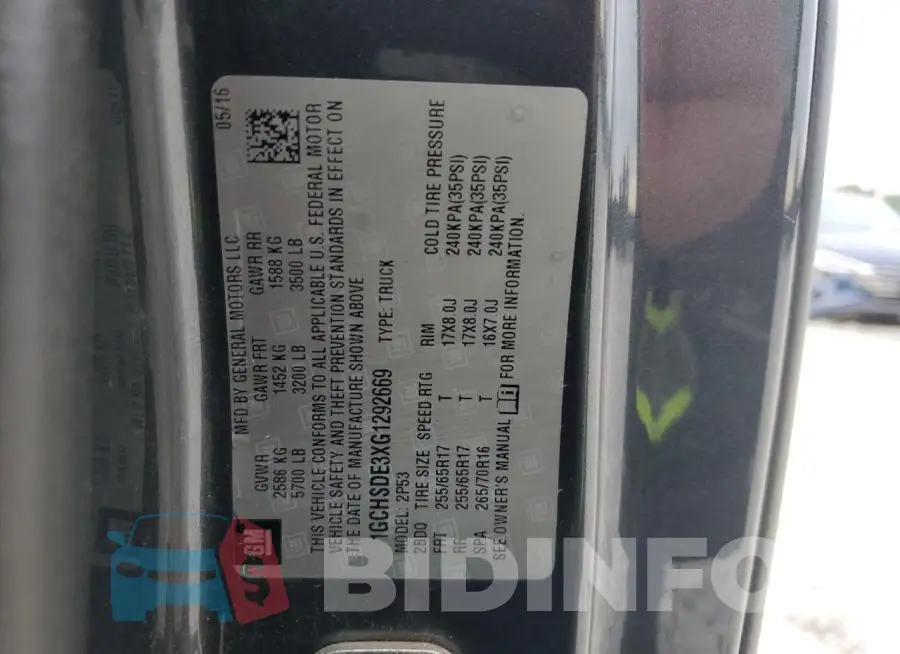 1GCHSDE3XG1292669 Photo# 12