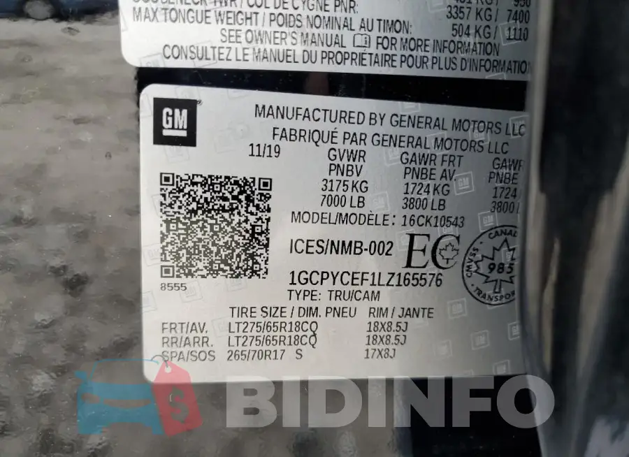 1GCPYCEF1LZ165576 Photo# 12