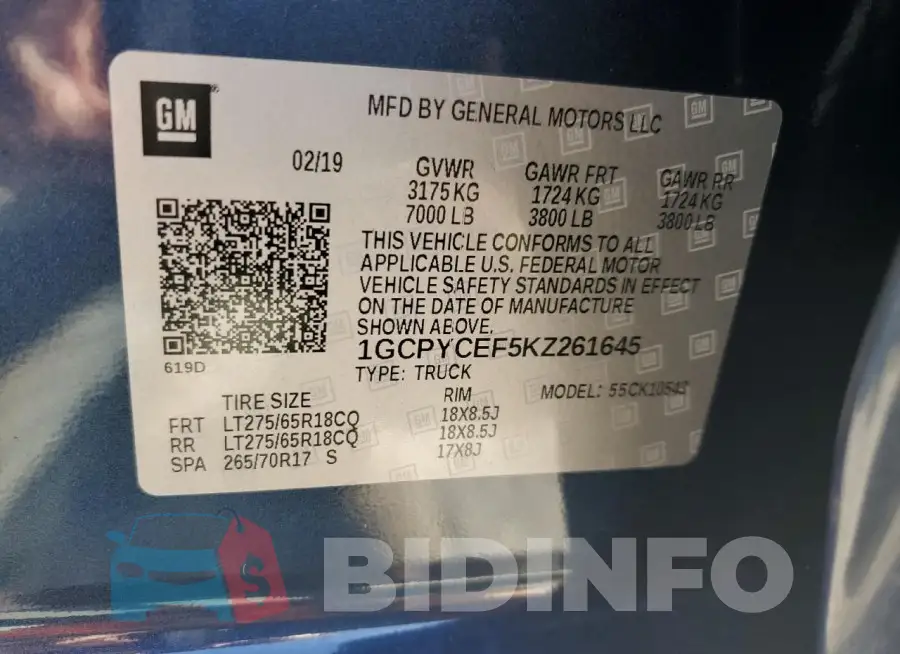 1GCPYCEF5KZ261645 Photo# 12