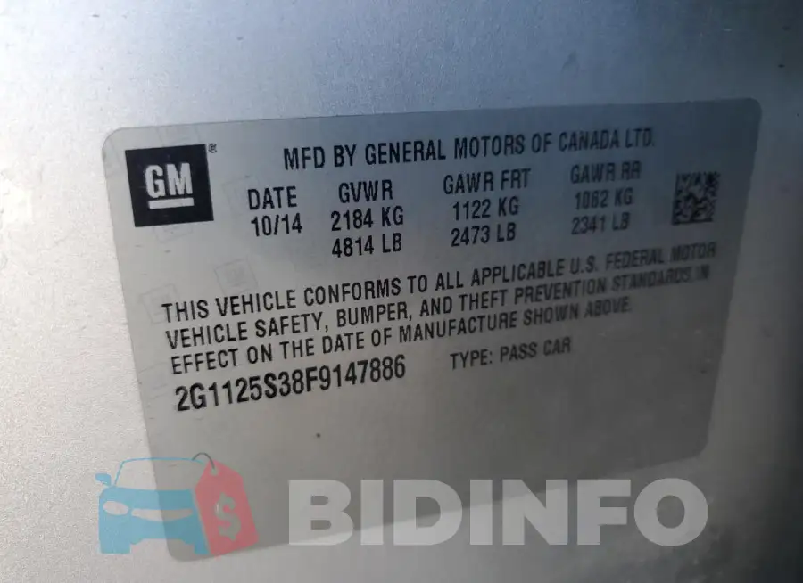 2G1125S38F9147886 Photo# 12