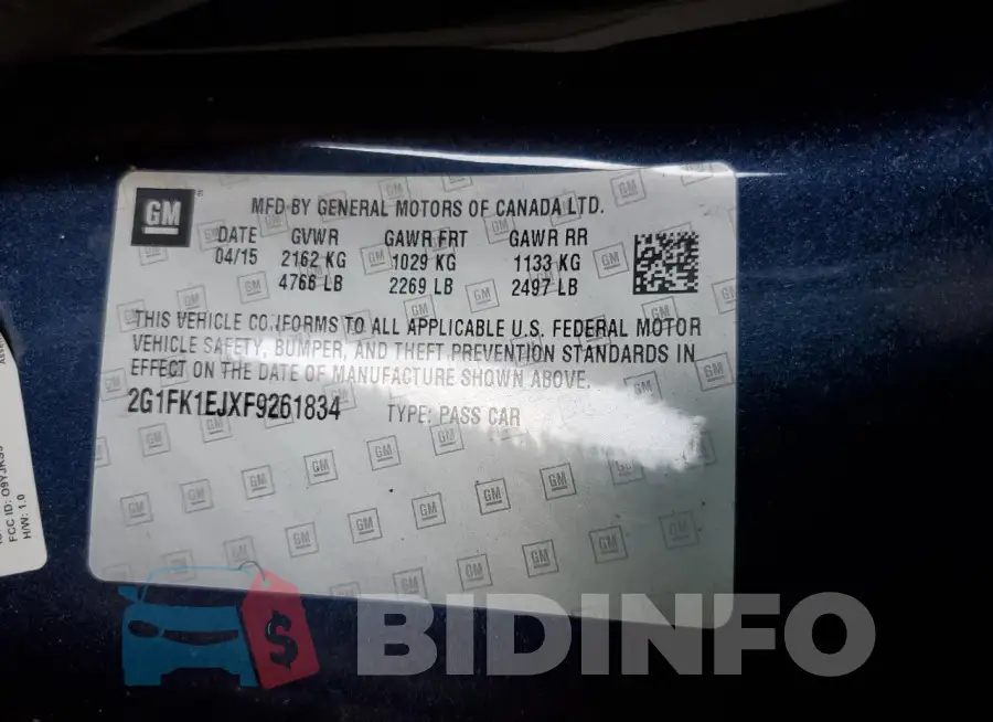 2G1FK1EJXF9261834 Photo# 12