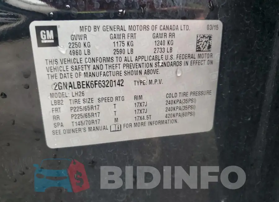 2GNALBEK6F6320142 Photo# 12