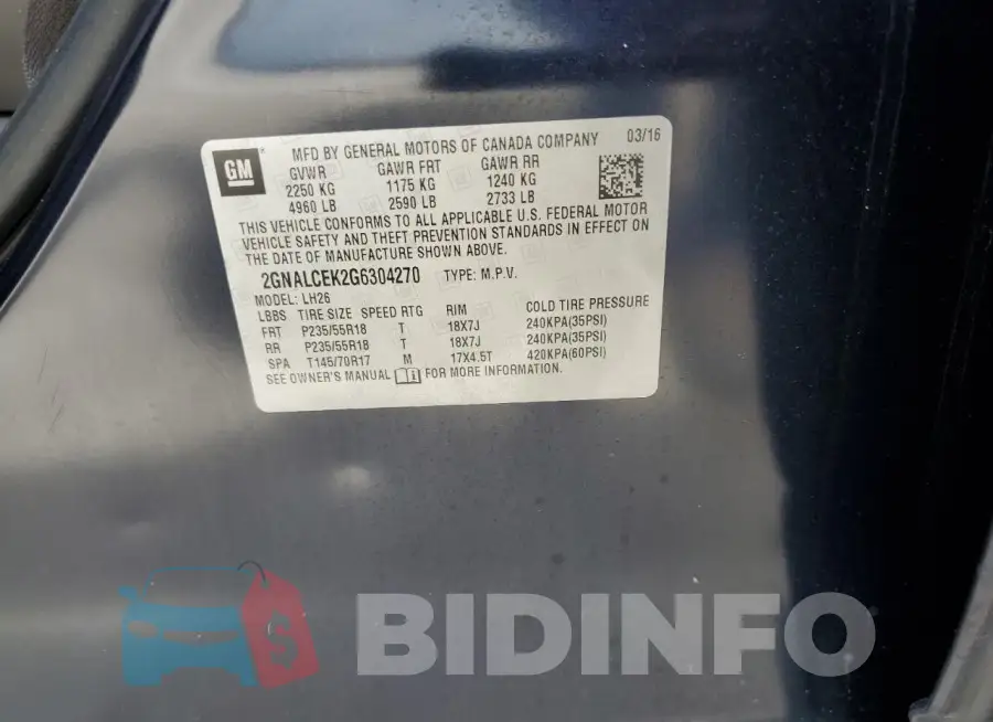 2GNALCEK2G6304270 Photo# 13