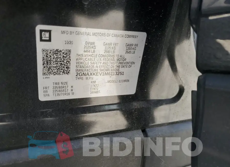 2GNAXKEV1M6113251 Photo# 14