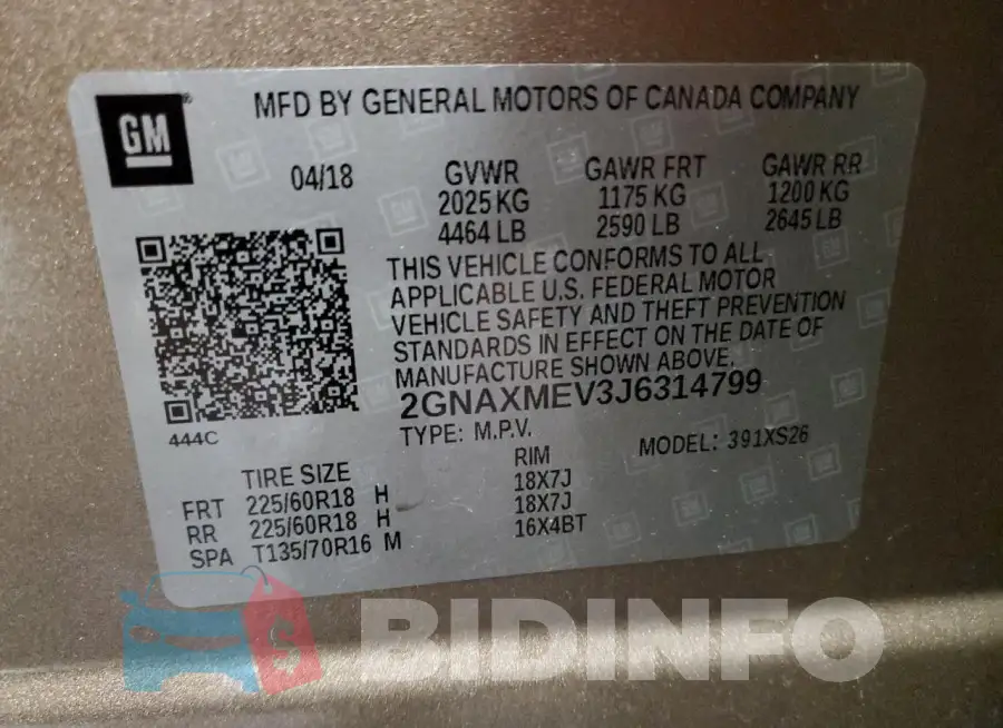 2GNAXMEV3J6314799 Photo# 13