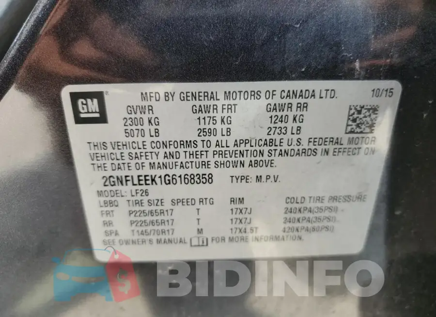 2GNFLEEK1G6168358 Photo# 13