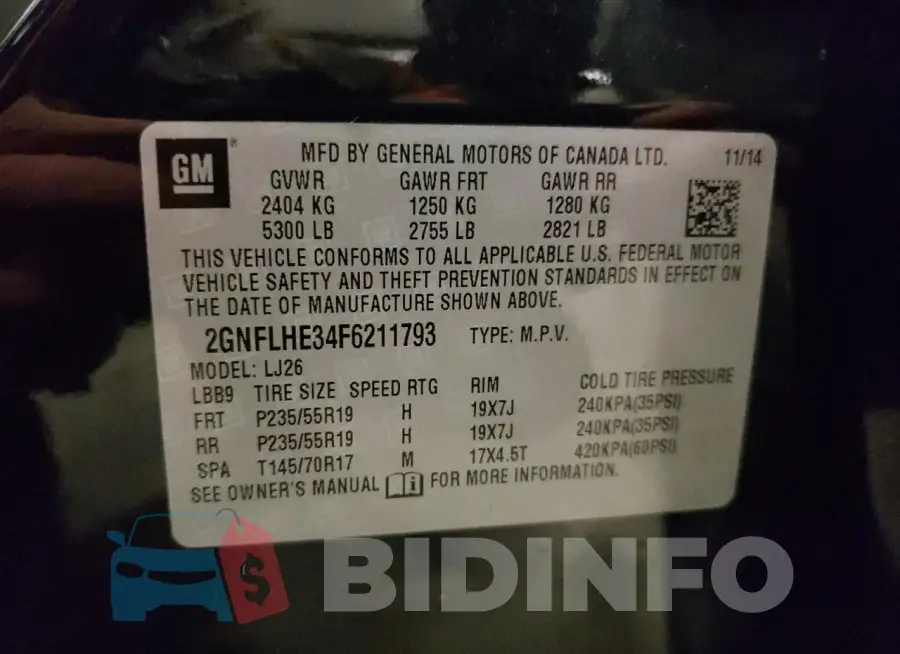 2GNFLHE34F6211793 Photo# 13