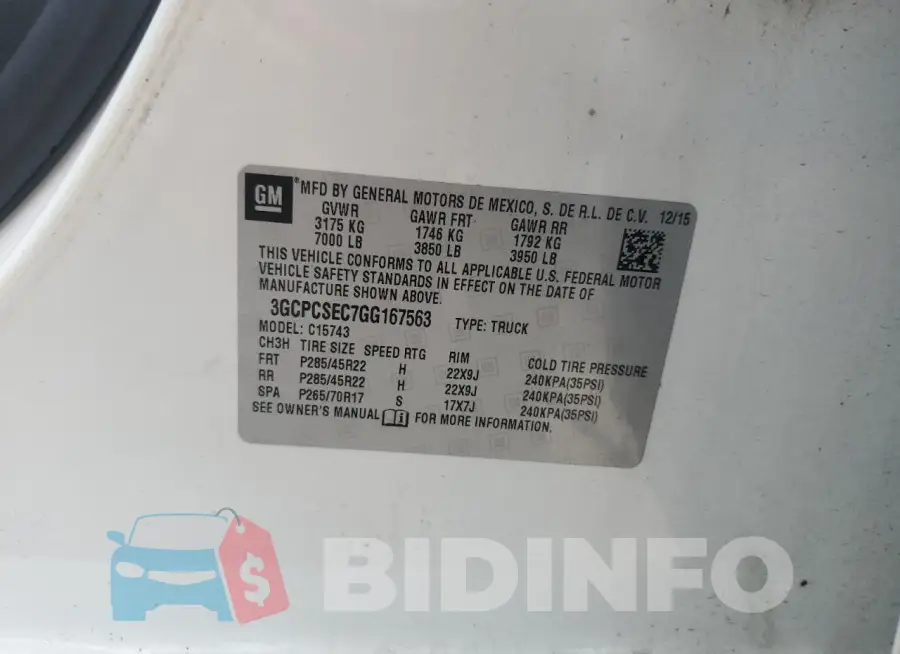 3GCPCSEC7GG167563 Photo# 12