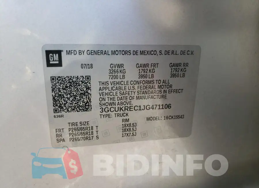 3GCUKREC1JG471106 Photo# 13