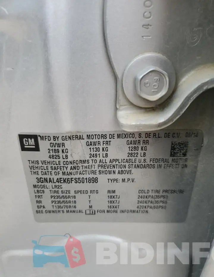 3GNAL4EK6FS501898 Photo# 13