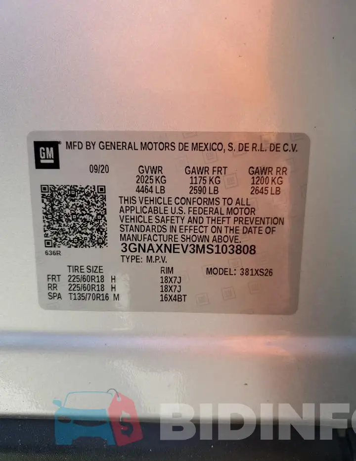 3GNAXNEV3MS103808 Photo# 14