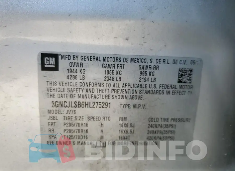 3GNCJLSB6HL275291 Photo# 13