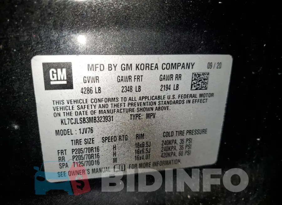 KL7CJLSB3MB323931 Photo# 14