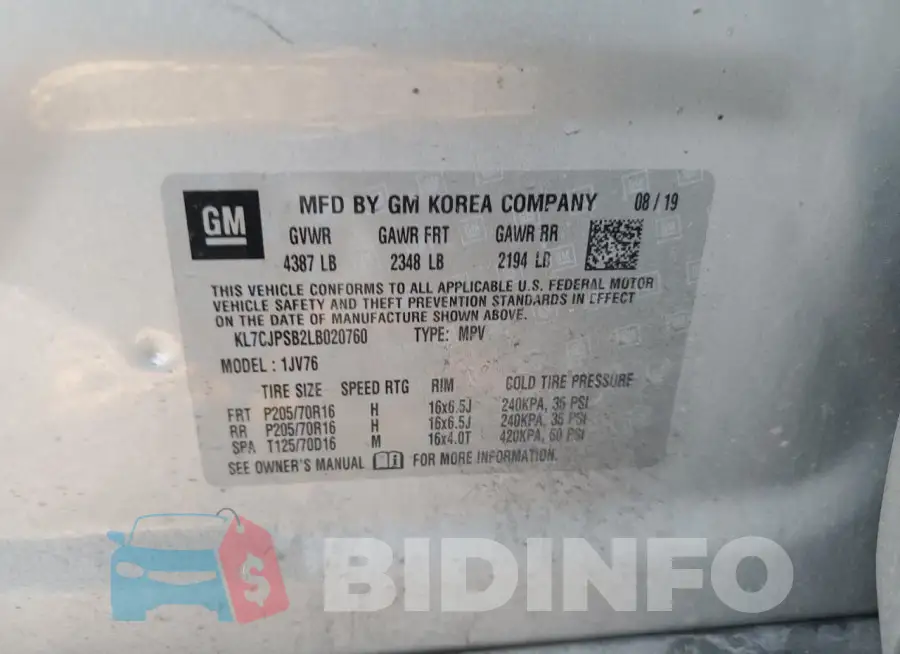 KL7CJPSB2LB020760 Photo# 12