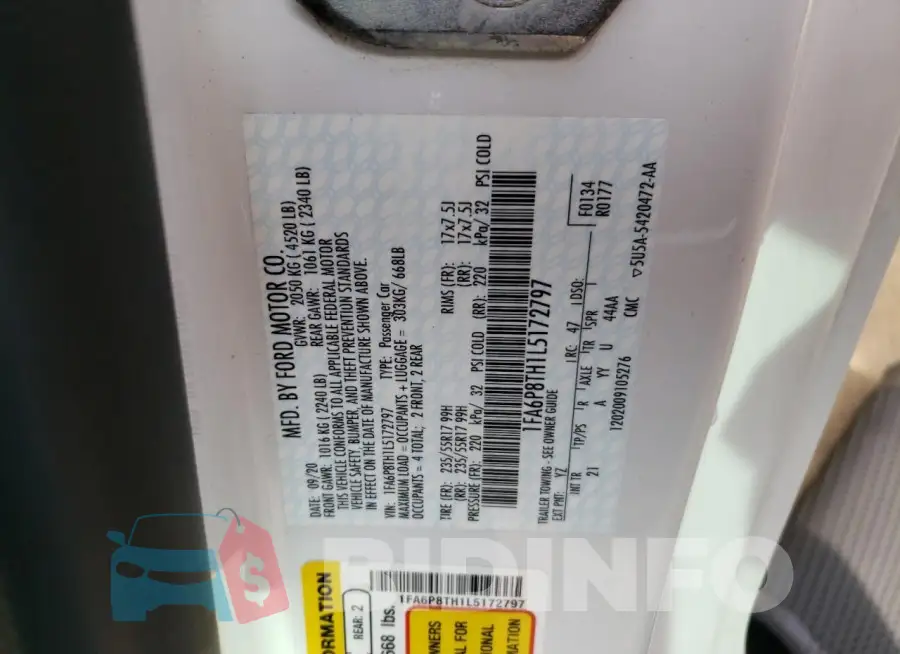 1FA6P8TH1L5172797 Photo# 12