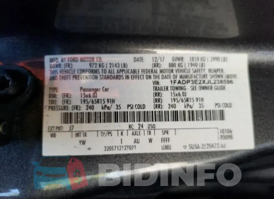 1FADP3E2XJL238596 Photo# 13