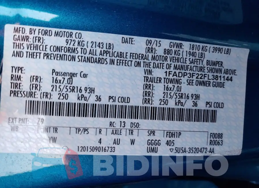 1FADP3F22FL381144 Photo# 12