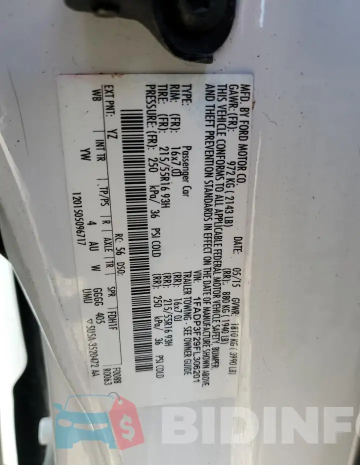 1FADP3F29FL306201 Photo# 12