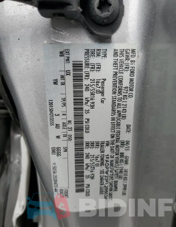 1FADP3K23FL295038 Photo# 13