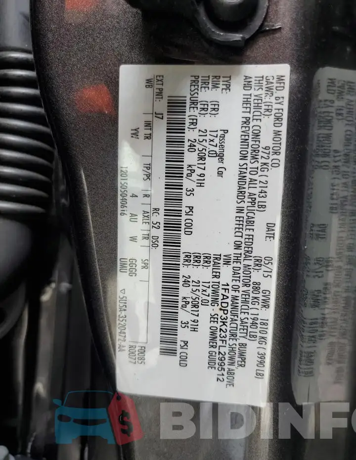 1FADP3K23FL299512 Photo# 12