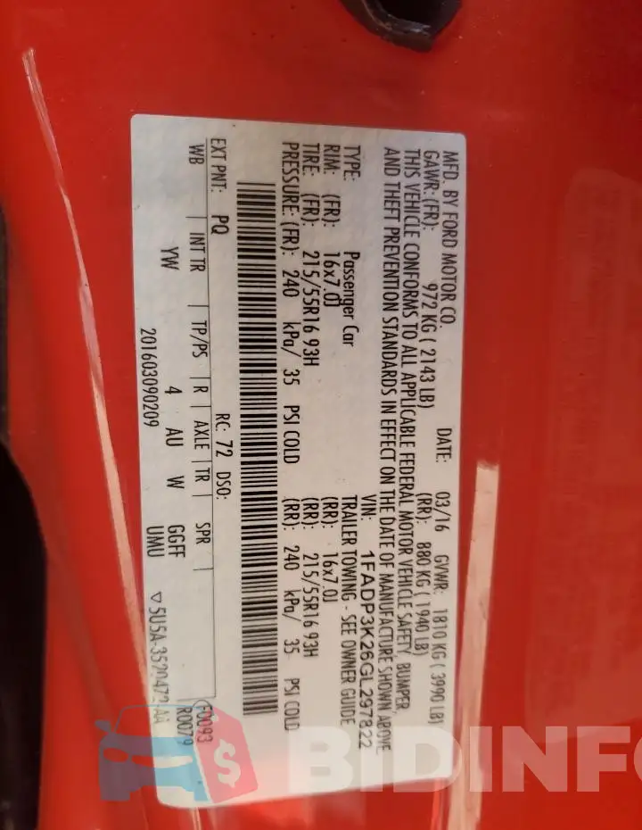 1FADP3K26GL297822 Photo# 12