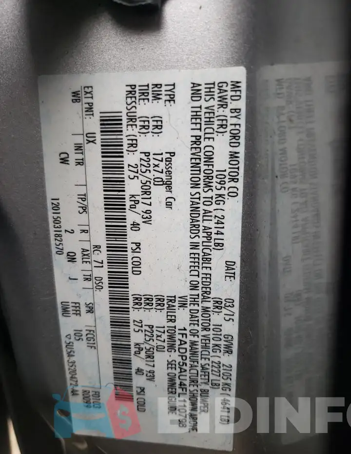 1FADP5AU4FL110798 Photo# 13