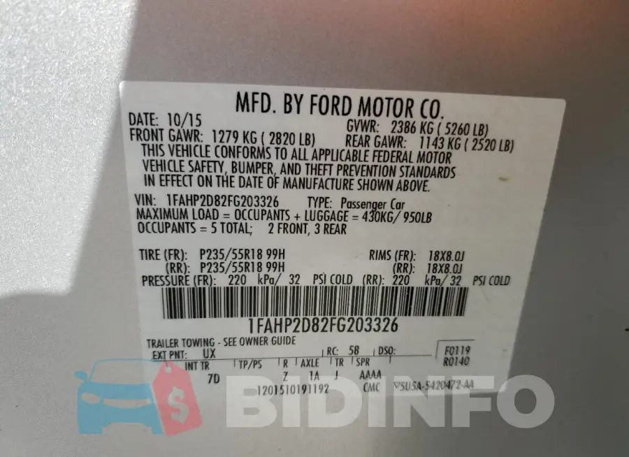 1FAHP2D82FG203326 Photo# 12