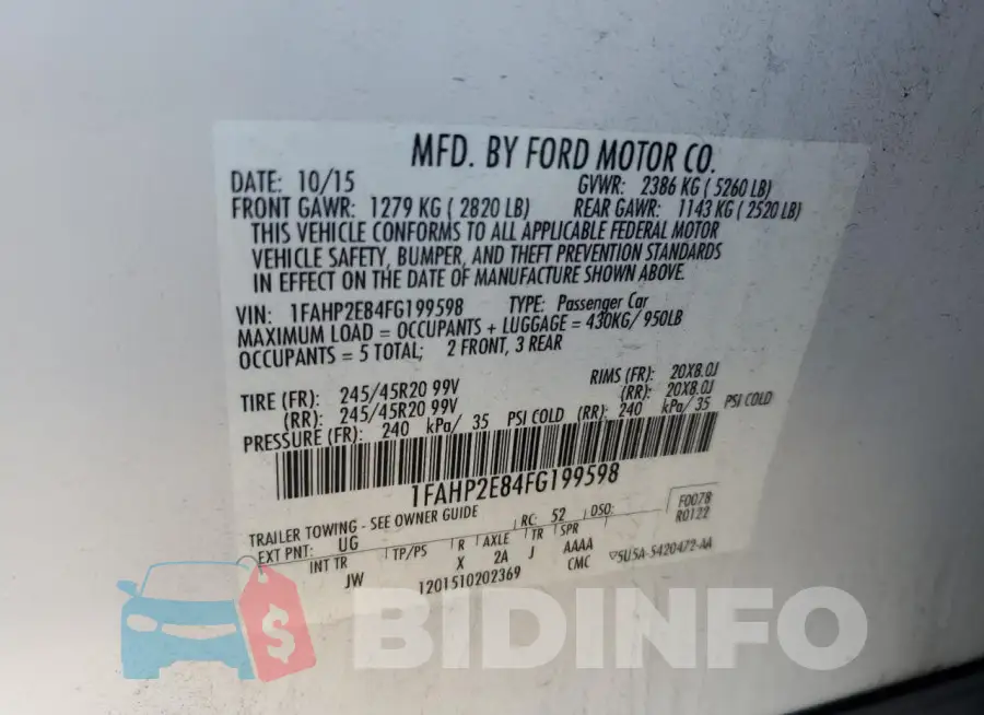 1FAHP2E84FG199598 Photo# 12
